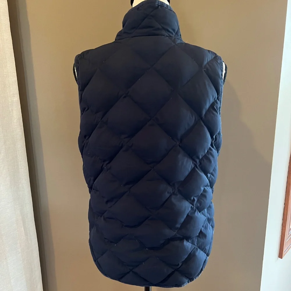 J. Crew Quilted Navy Down Puffer Vest, Zipper, Size Medium - Picture 4 of 11